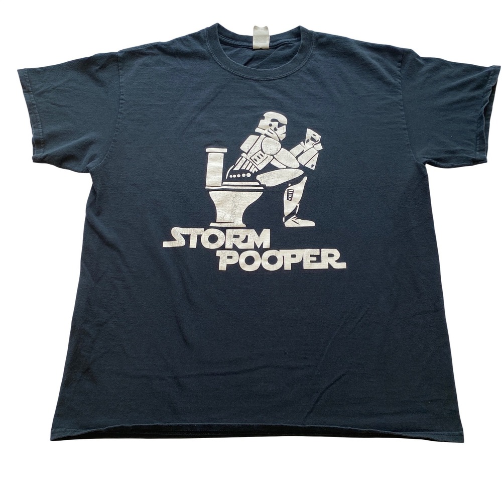 Gildan Storm‎ Pooper Star Wars Parody Graphic T-Shirt Mens Large Black Funny Tee